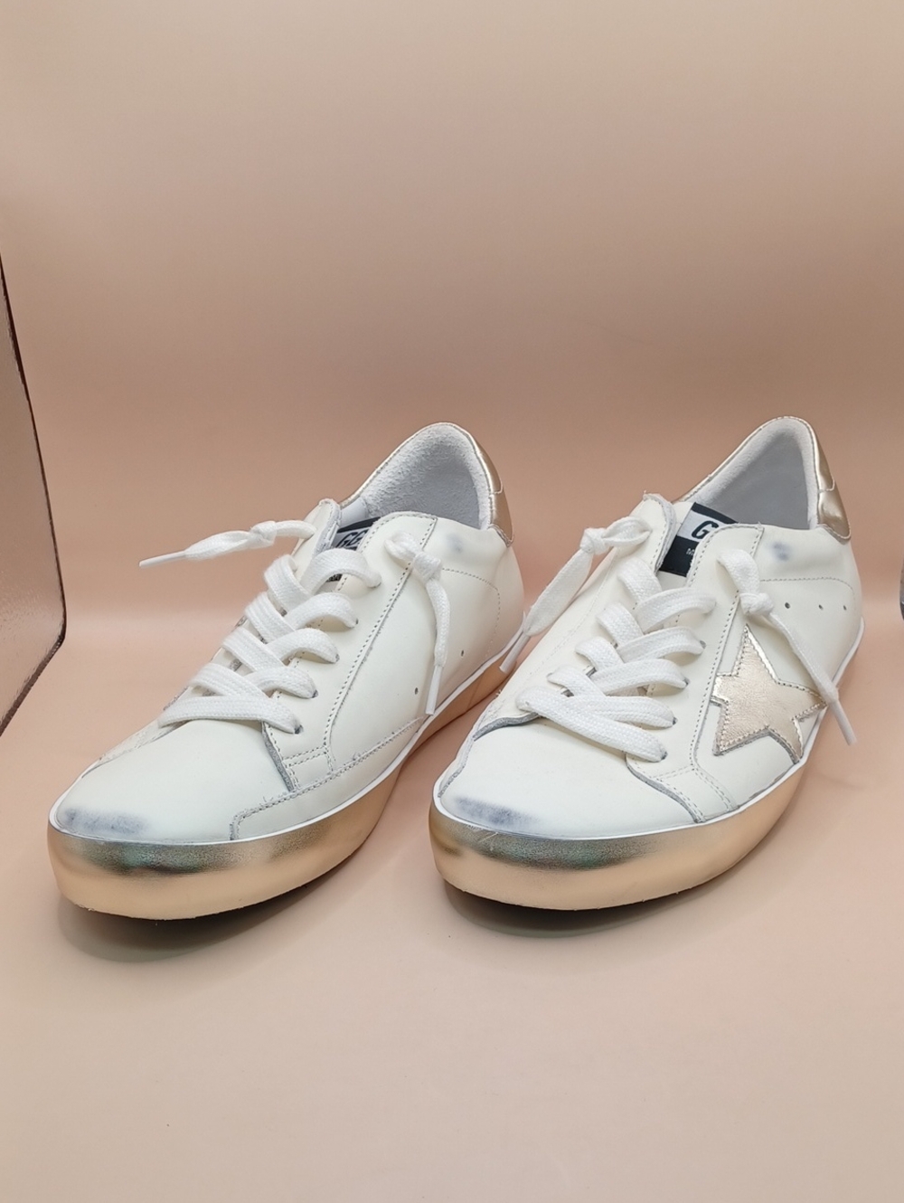 NWOB Golden Goose Metallic Superstar Sneakers-White/Gold Women Size 10 US 40 EU